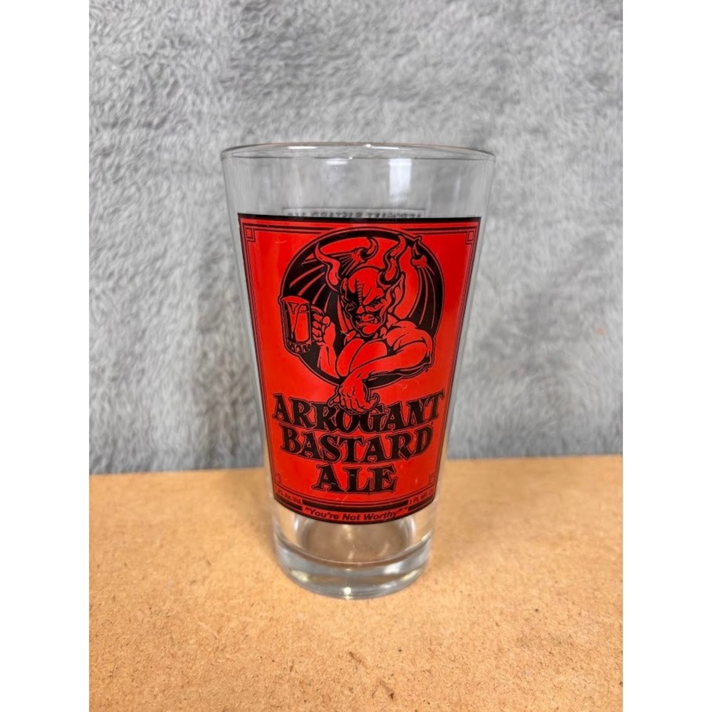 Stone Brewing Arrogant Bastard Ale Pint Glass Red Gargoyle 16oz Beer Barware